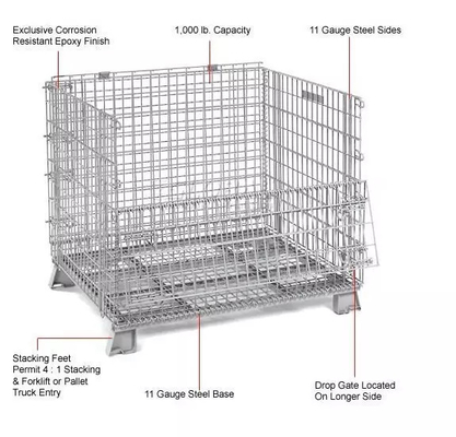 6.5mm Wire Pallet Cages Heavy Duty Industrial Warehouse Storage Durable